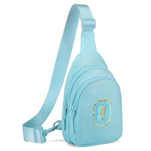 Viverte Small Initial Sling Bag - Crossbody, Fanny Pack for Girls & Women - Cute Chest Bag - Personalized Birthday Gifts - Trendy, Preppy Stuff - Icing Blue | Amazon (US)