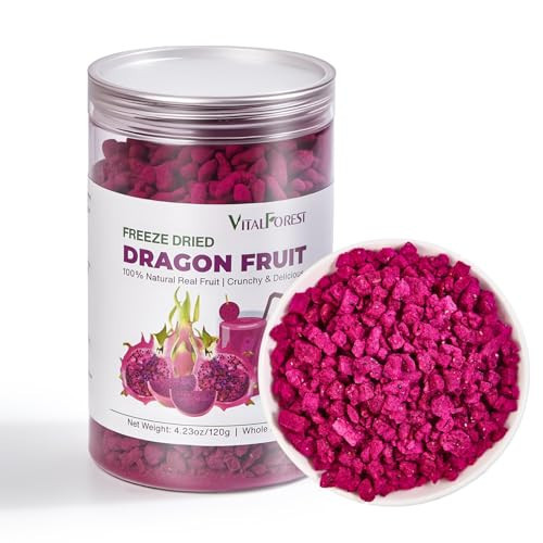 Freeze Dried Dragon Fruit Cubes – 4.23oz (120g) 100% Red Dragon Fruit (Pitaya) Chunks, Crunchy Dehydrated Dragonfruit for Smoothies, Baking, Drinks & Snacking – No Sugar Added | Amazon (US)