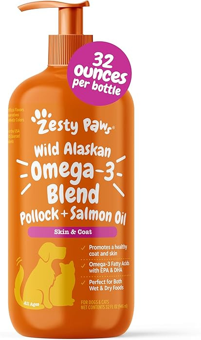 Zesty Paws Wild Alaskan Omega-3 Blend Pollock + Salmon Oil for Dogs and Cats- Skin and Coat Suppo... | Amazon (US)