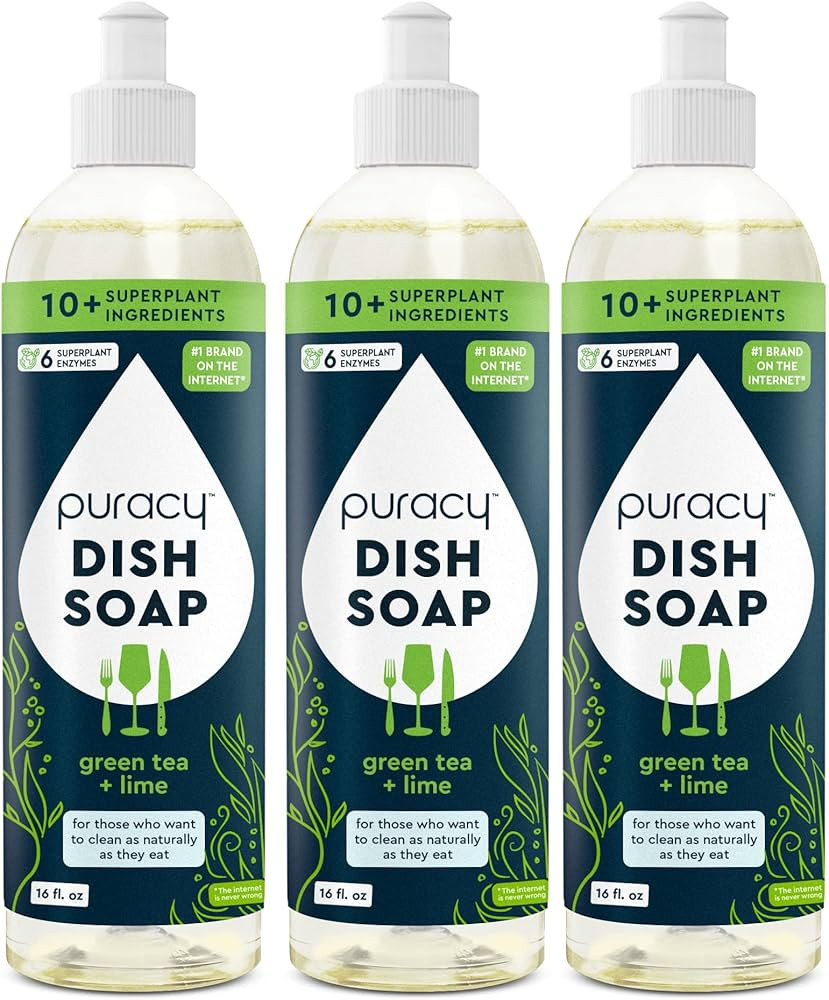 Puracy Dish Soap, Green Tea & Lime, Care for Your Dishes and Your Hands, 99.96% Plant-Based, Natu... | Amazon (US)