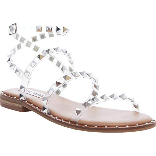 Steve Madden Women's Travel Flat Sandal, Clear, 7.5 | Amazon (US)