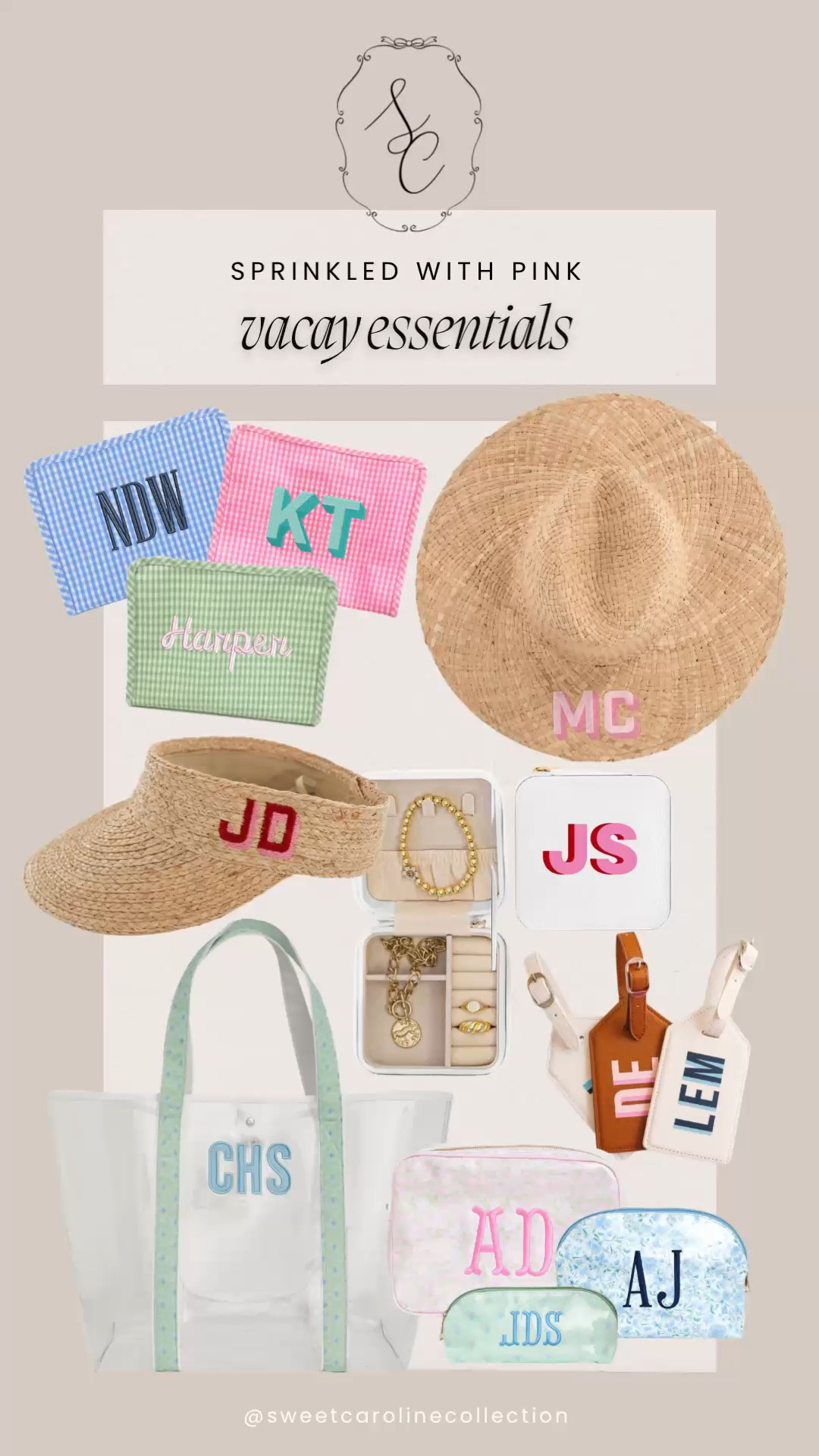 Sprinkled with Pink vacay essentials✨

Use code SWEETCAR20 to get 20%off your order! 

Don’t forget to follow me to shop my favorite brands, stay up to date on current sales, and to keep up with what’s trending. 

#liketkit #shopltk #ad #sprinkledwithpink #giftguide #travel #bag #giftsforher #sweetcarolinecollection

#LTKitbag #LTKfindsunder100 #LTKtravel#LTKGiftGuide

Straw hat packing cubes luggage tag cosmetic bag tote bag pool bag beach bag straw visor traveling case vacay vacation sale

#LTKSwim #LTKTravel #LTKSpringSale