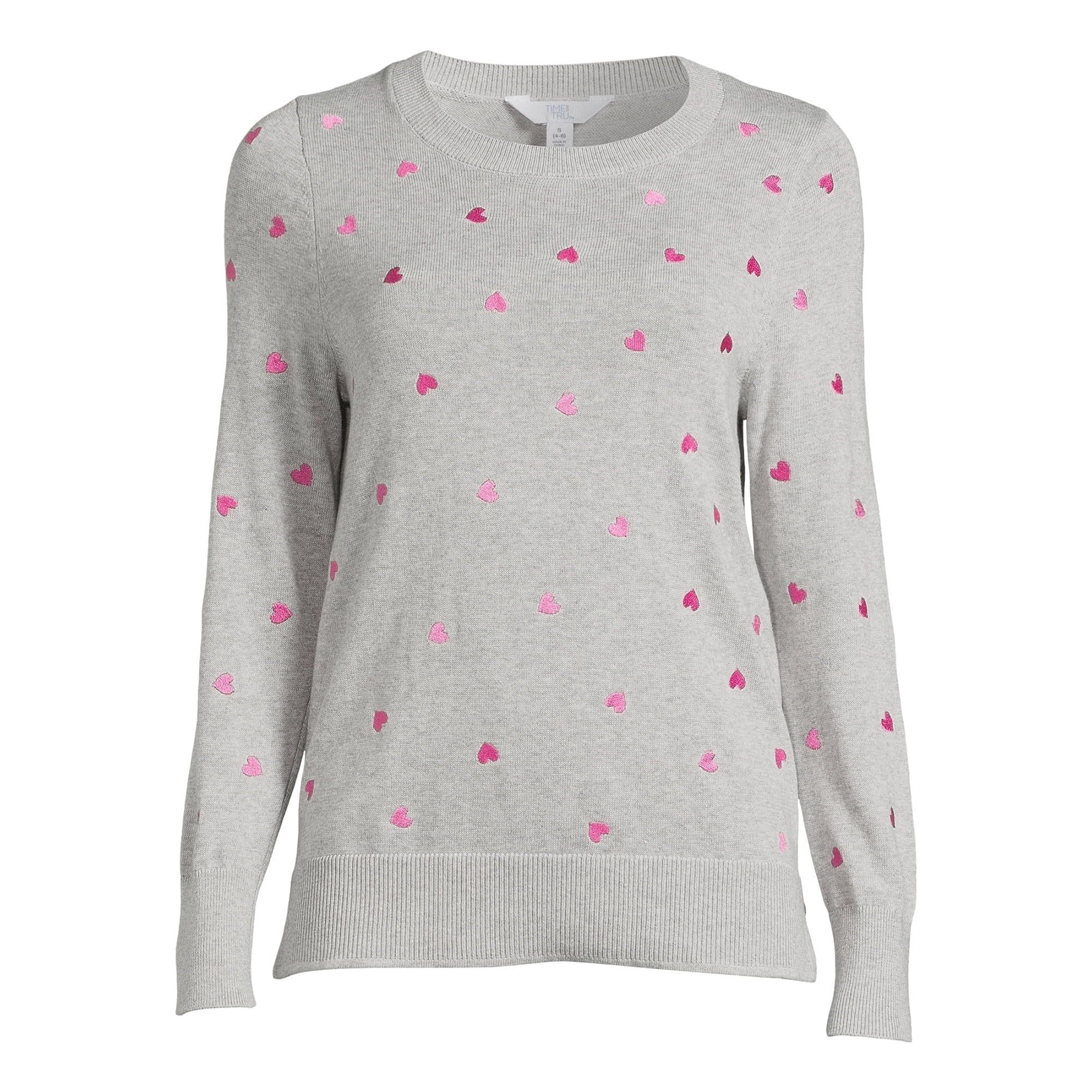 Time and Tru Women's Print Crew Neck Sweater, Midweight, Sizes XS-XXXL | Walmart (US)