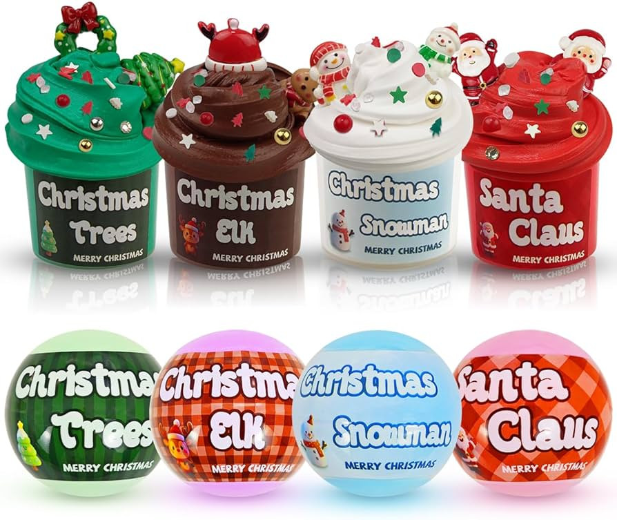 4 Pack Christmas Butter Slime Kit with Charms in Capsules for Kids Girls Boys Christmas Stocking ... | Amazon (US)