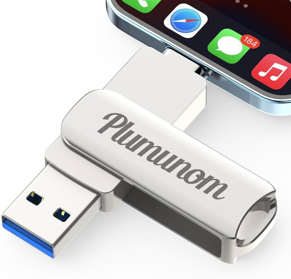 Plumunom Flash Drive for iPhone 128GB,360° Rotation Photo Stick External Storage for Save More P... | Amazon (US)