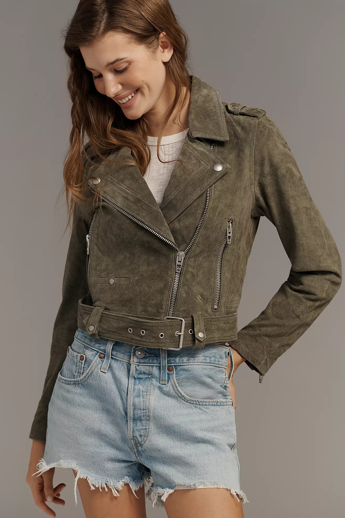 BLANKNYC Cropped Suede Moto Jacket | Anthropologie (US)