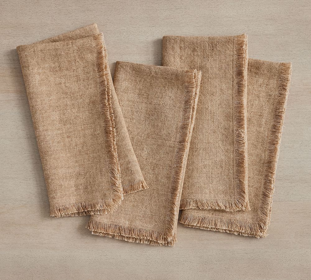 Frayed Oversized Linen Napkins - Set of 4 | Pottery Barn (US)