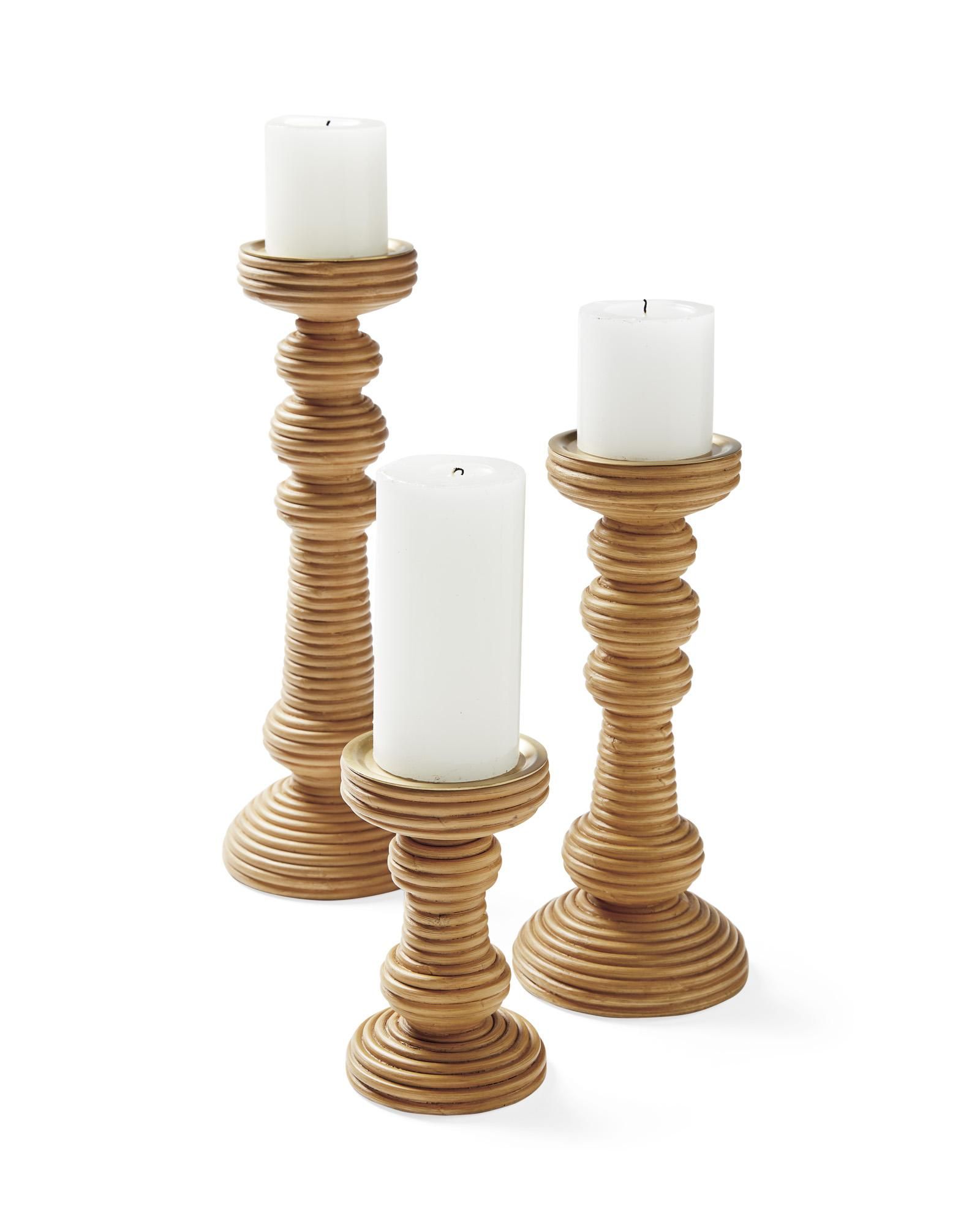 Carmel Rattan Candlestick | Serena and Lily