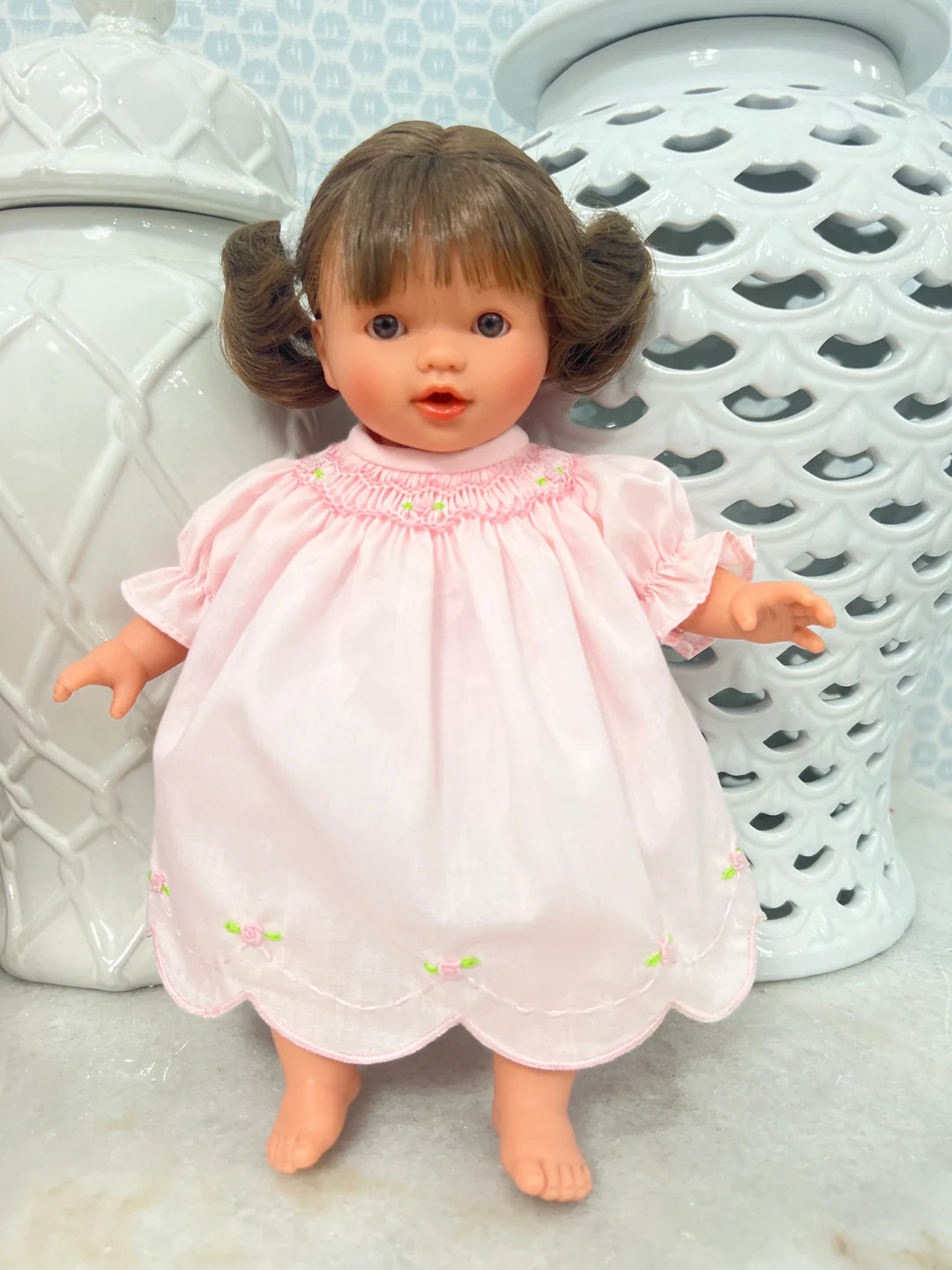 Rosalina Pink Dress 10" Carly Blonde Doll (Blue Eye Doll, Dress, and Embroidery)- ESD 11.15.25 | Hampton James Clothing