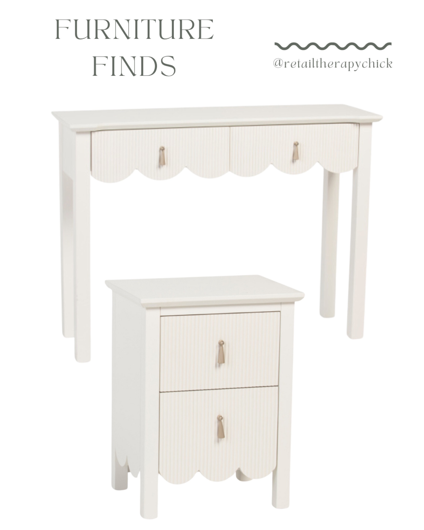 🌊 Elevate Your Space with White Scallop Wooden Furniture! 🌊

Transform your home into a coastal paradise with our stunning white scallop wooden furniture! This beautifully crafted collection combines timeless elegance with a touch of playful charm, making it the perfect addition to any room in your home.

✨ Key Features:
- Charming Design: The unique scallop detailing adds a whimsical touch, reminiscent of ocean waves and beachside retreats, bringing a refreshing vibe to your decor.
- Quality Craftsmanship: Made from durable, high-quality wood, our furniture is designed to withstand the test of time while maintaining its beauty and charm.
- Versatile Style: The crisp white finish complements a variety of decor styles, from coastal and farmhouse to modern and minimalist, making it a versatile choice for any space.

🛋️ Perfect for Any Room: Whether you’re looking to enhance your living room, bedroom, or entryway, our white scallop wooden furniture serves as a stunning focal point that invites relaxation and comfort.

#LTKSeasonal #LTKHome