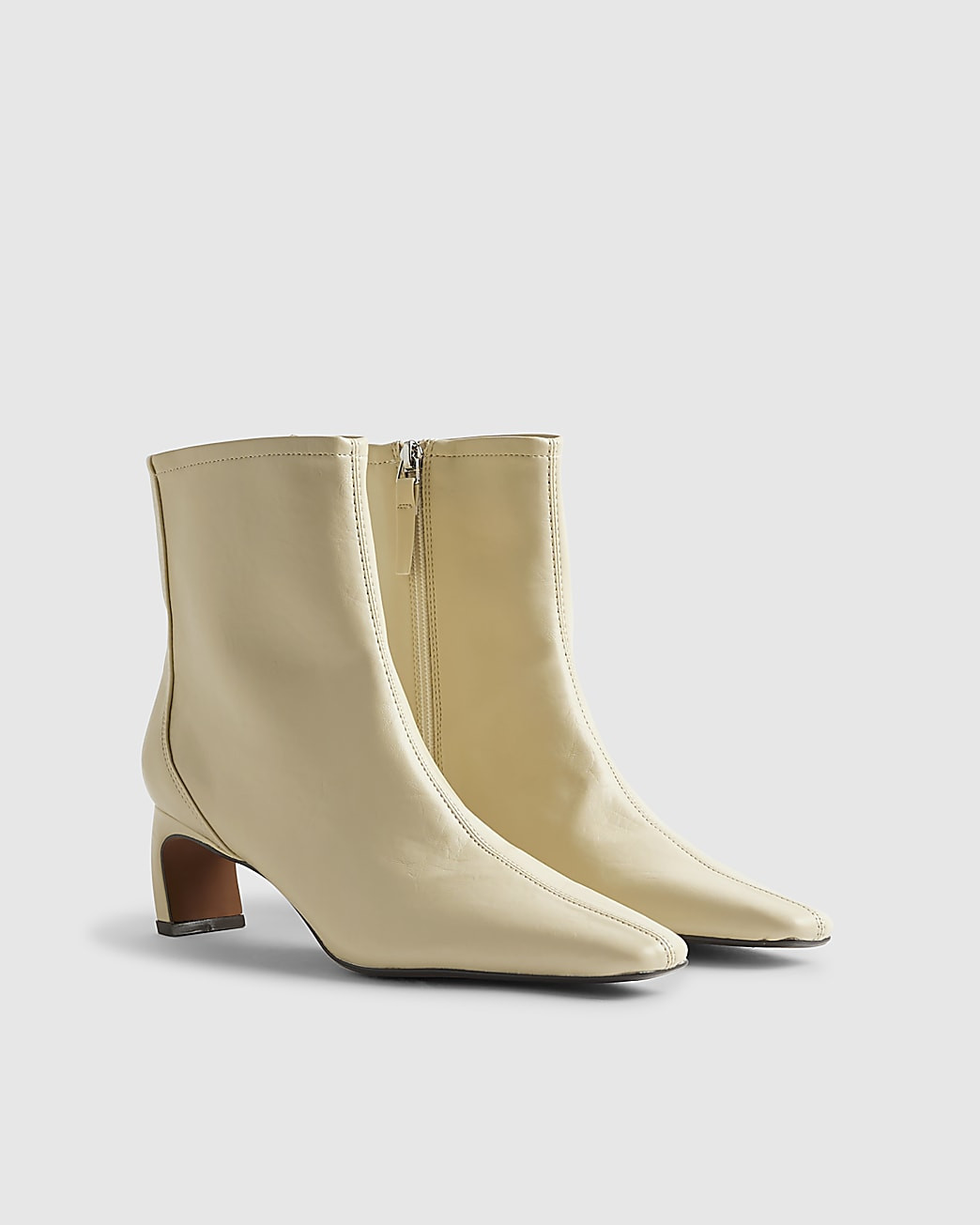 Cream Block Heel Stretch Sock Boots | River Island UK & IE