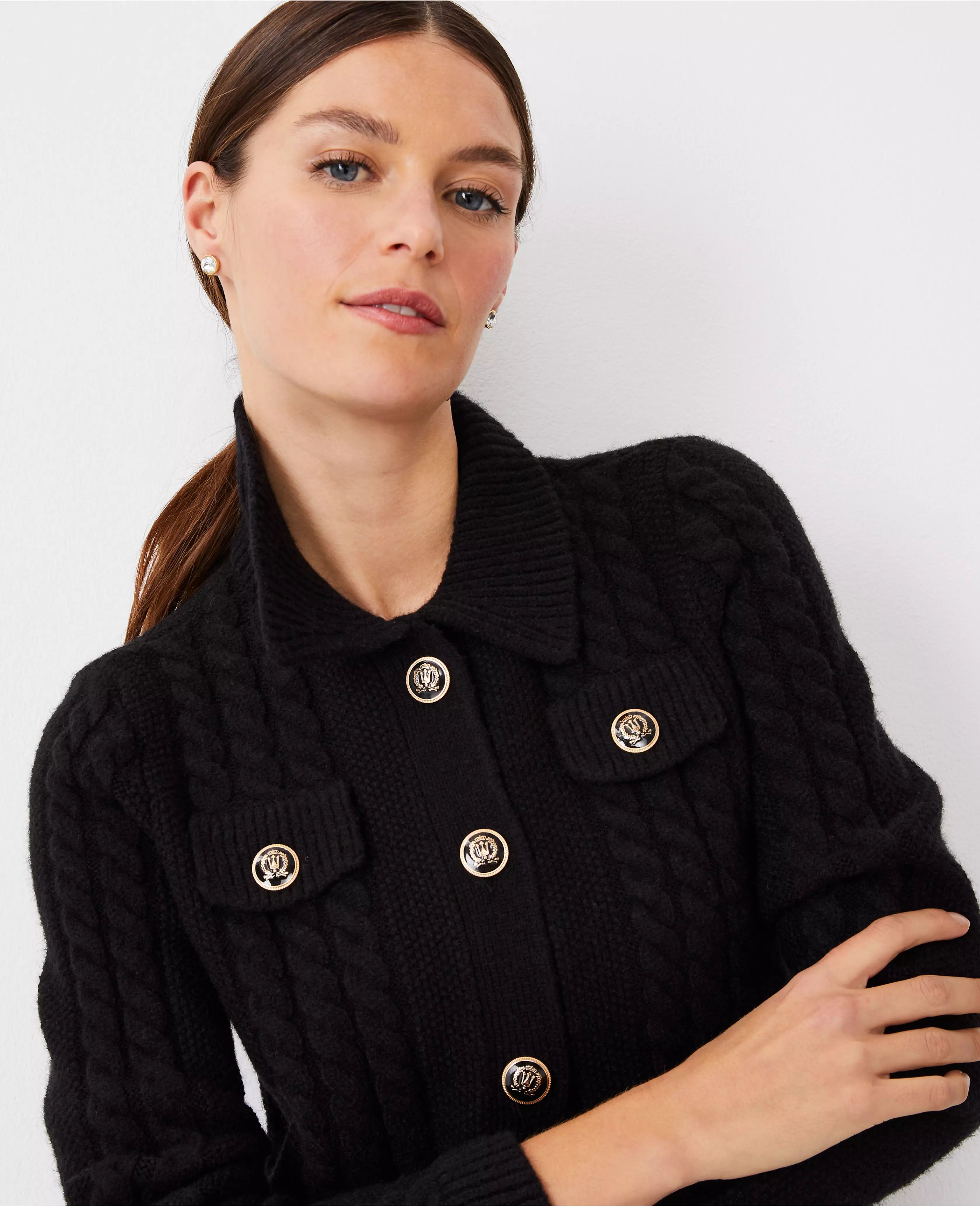 Collared Cable Sweater Jacket | Ann Taylor (US)