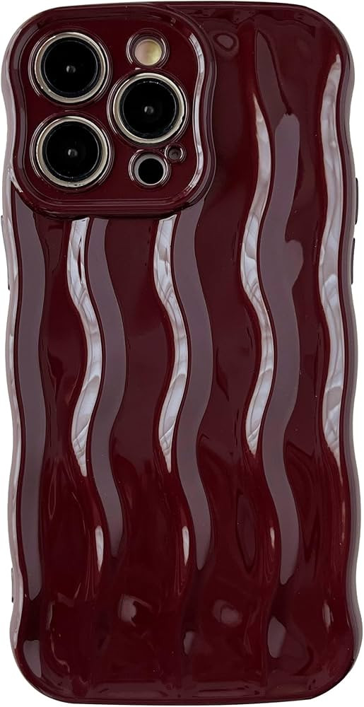 Caseative for iPhone 16 Pro Max Case,Water Ripple Pattern Curly Wave Frame Soft Phone Case (Wine ... | Amazon (US)