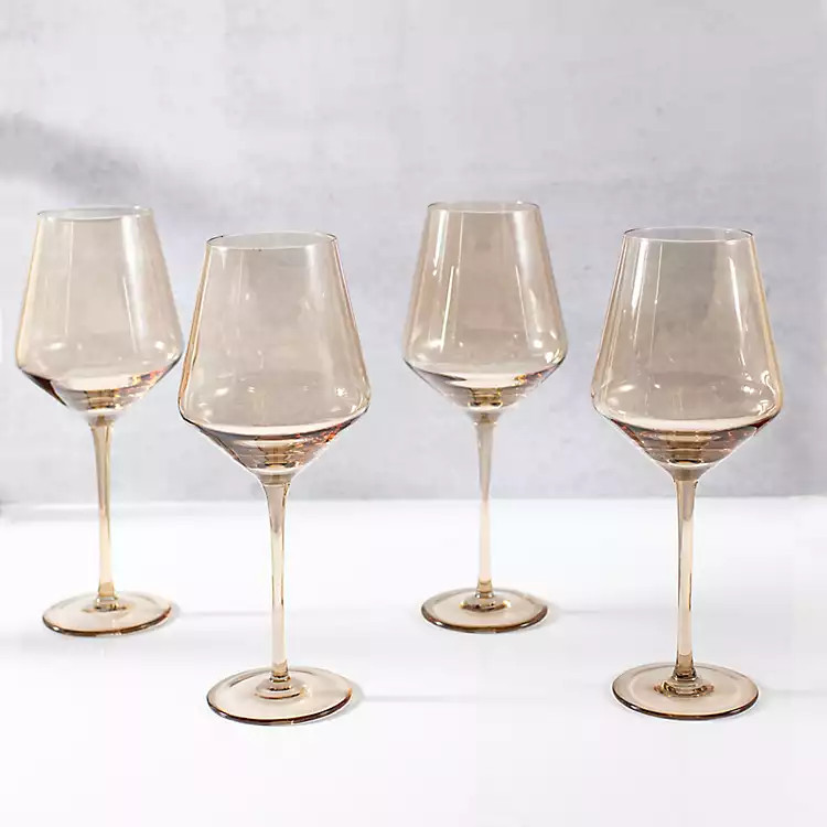 New! Wheat Soft Angle Wine Glasses, Set of 4 | Kirkland's Home