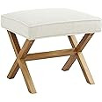 Amazon Brand - Rivet Mid-Century Square Modern X Ottoman Chair, Ivory, 18"D x 20"W x 18"H | Amazon (US)