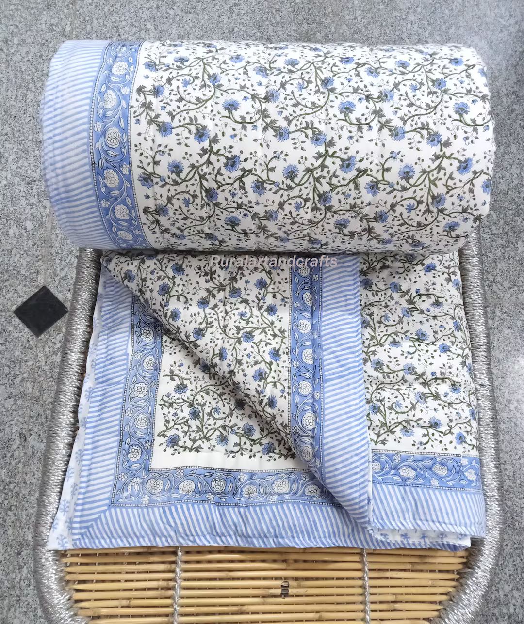 Indian Reversible Quilt Soft Cotton Quilt Hand Block Print Quilt Floral Print Soft Cotton Quilt Q... | Etsy (US)