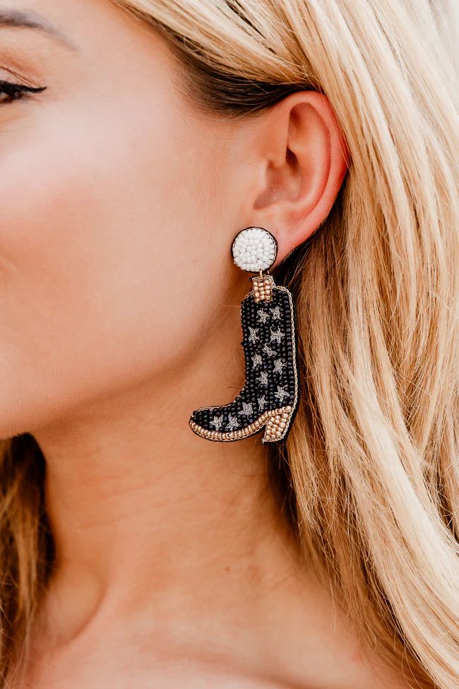 Black Star Cowboy Boot Earrings | Pink Lily