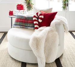 Cozy Teddy Faux Fur Candy Cane Shaped Pillow | Pottery Barn (US)