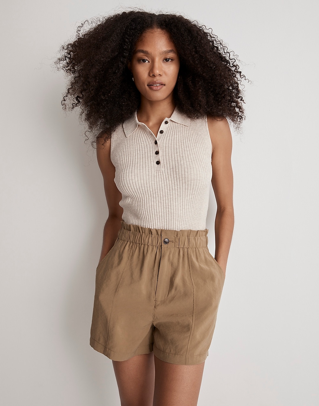 Seamed Pull-On Paperbag Shorts in Softdrape | Madewell