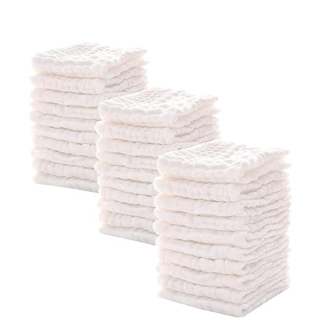 Amazon.com : Baby Msulin Washcloths -6 Layer Soft Absorbent Face Towel - Natural Newborn Wipes fo... | Amazon (US)