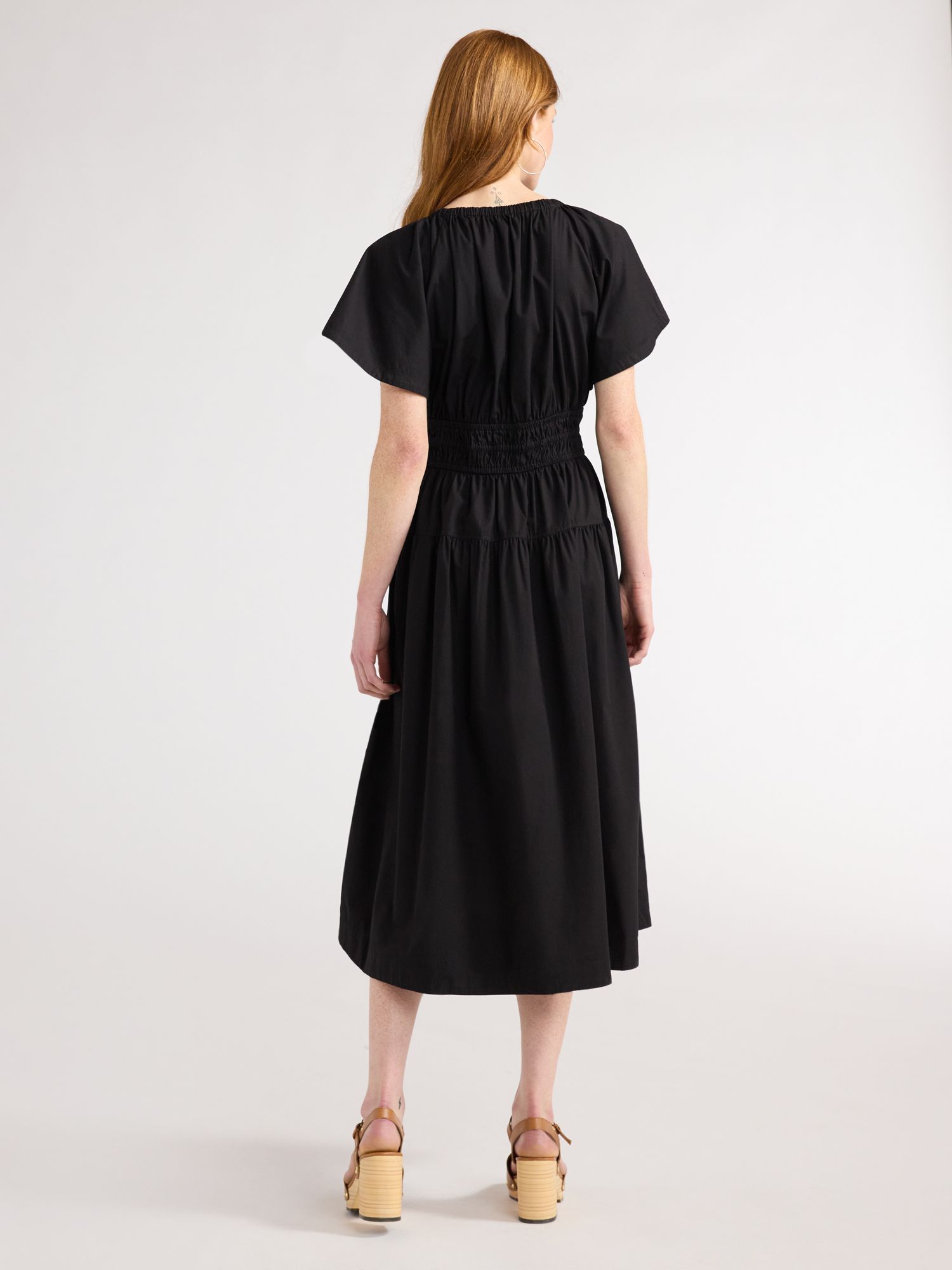 Free Assembly Women's Tiered Midi Dress with Flutter Sleeves, Sizes XS-XXL | Walmart (US)