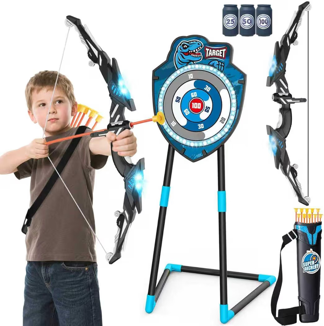 Kids LED Standing Archery Set with Bow & Arrows – Outdoor Sports Toy Gift for Boys & Girls Ages... | Amazon (US)