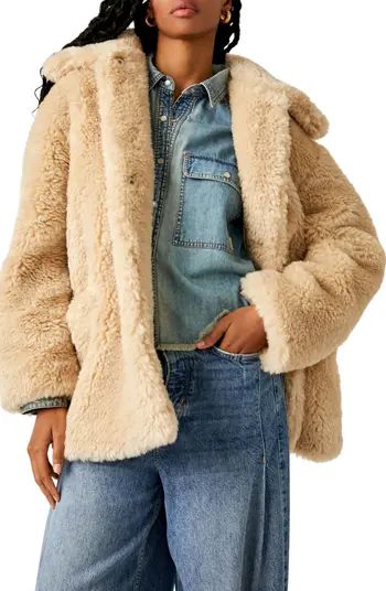 Free People Pretty Perfect Faux Fur Peacoat | Nordstrom | Nordstrom