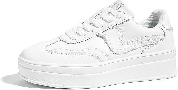 LUCKY STEP Women's Platform Fashion Sneakers Thick Sole Suede Genuine Leather Classic Rubber Gum ... | Amazon (US)