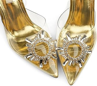 Zzheels Women's High Heel Crystal Slingback Pumps Pointed Toe Strappy Sandals for Party Dating | Amazon (US)