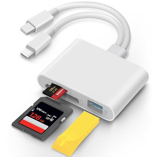 SD Card Reader for iPhone iPad Lightening USB-C Memory Card Adapter with Dual Slots & USB Port Trail Camera Viewer for Mac MacBook Pro/Air/Mini Android Laptop | Amazon (US)