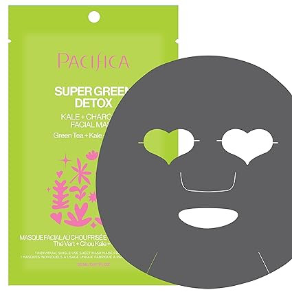 Pacifica Super Green Detox Sheet Mask – Charcoal, Kale & Clay Pore Cleansing Mask for Oily, Ble... | Amazon (US)