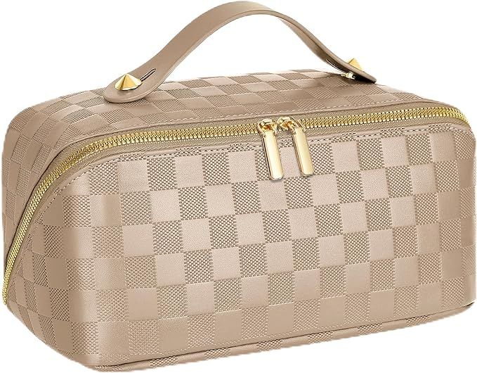 ALEXTINA Large Capacity Travel Cosmetic Bag - Portable Makeup Bags for Women Waterproof PU Leathe... | Amazon (US)