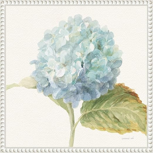 Amanti Art Framed Canvas Wall Art 16x16 Floursack Florals V Blue Hydrangea Crop by Danhui Nai, Fr... | Amazon (US)