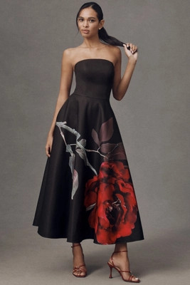 Mac Duggal Strapless Fit & Flare Midi Dress | Anthropologie (US)