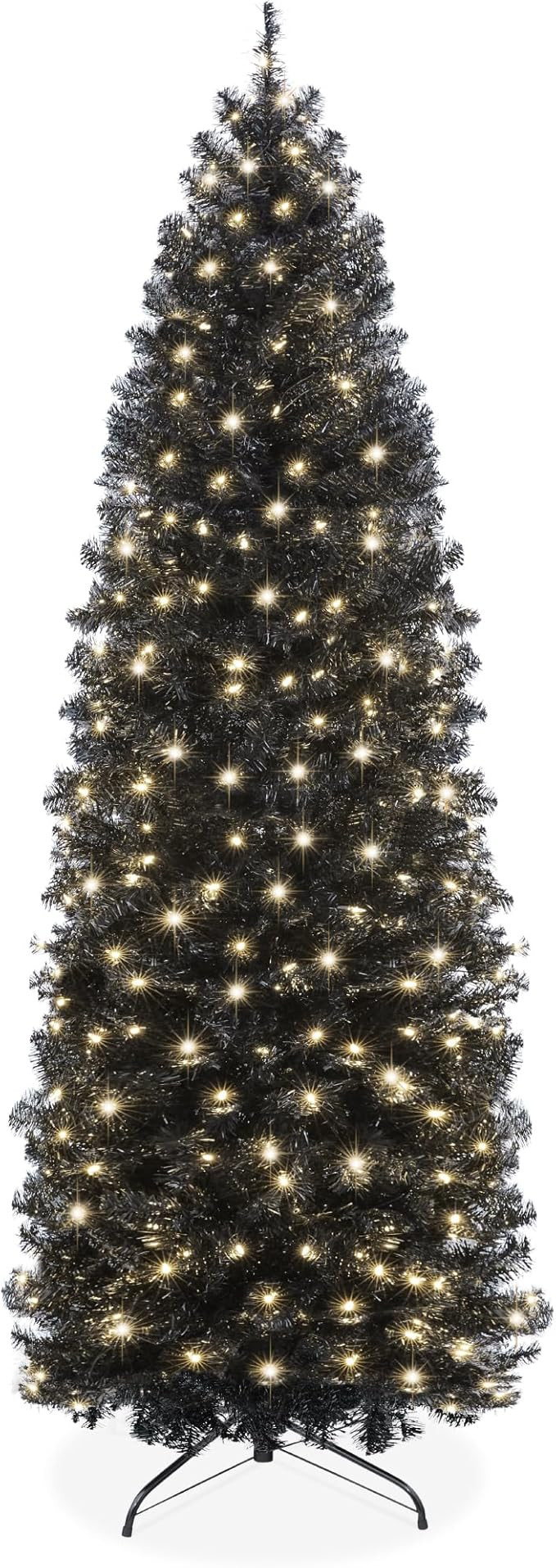 Best Choice Products 9ft Pre-Lit Black Pencil Christmas Tree, Slim Artificial Skinny Holiday Tree... | Amazon (US)