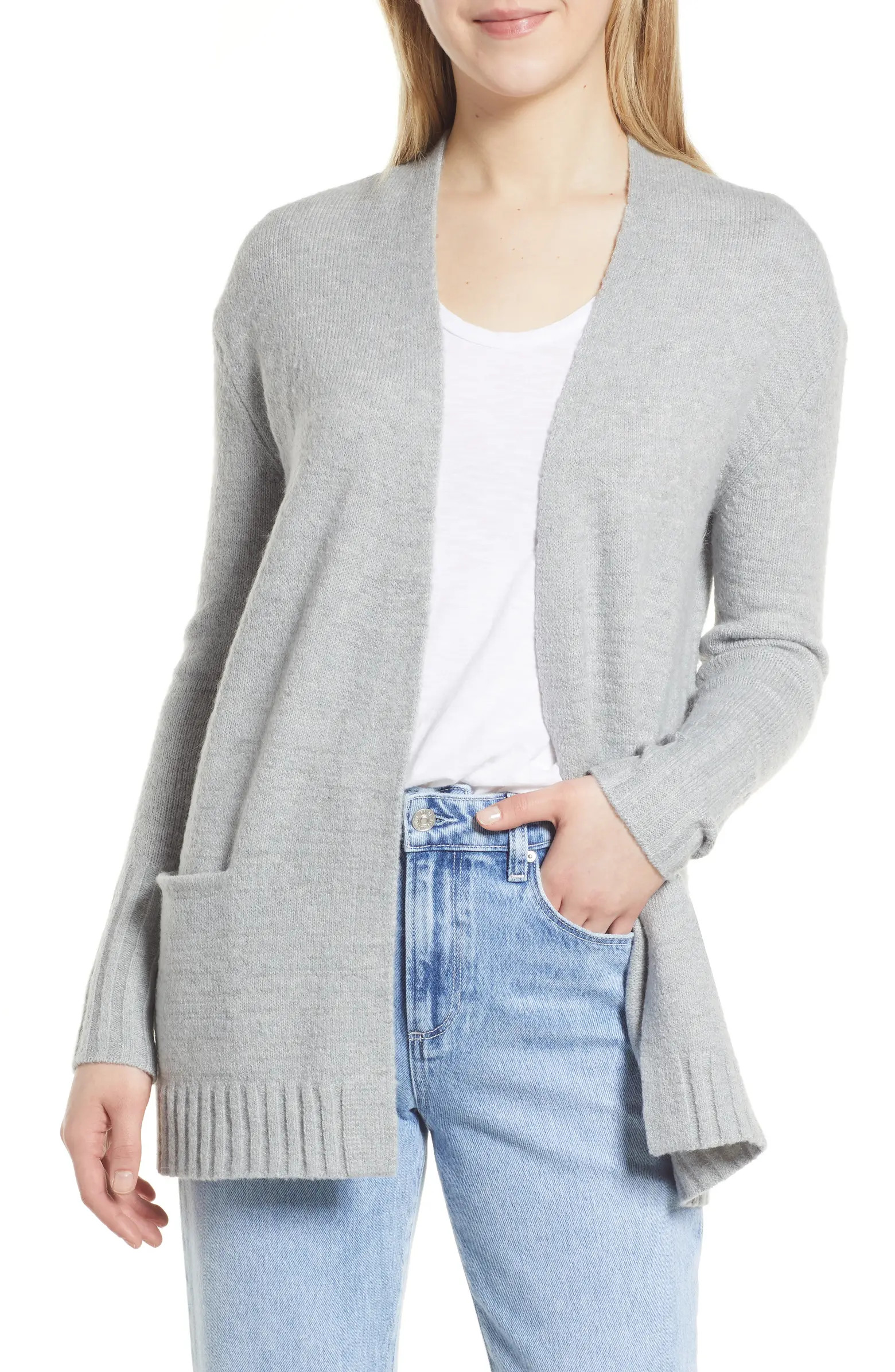 Collarless Open Front Long Cardigan | Nordstrom