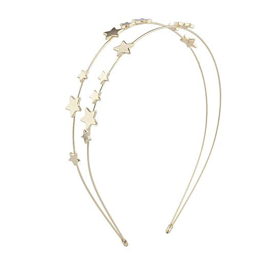 Lux Accessories Gold Tone Double Wire Star Celestial Novelty Fashion Headband | Amazon (US)