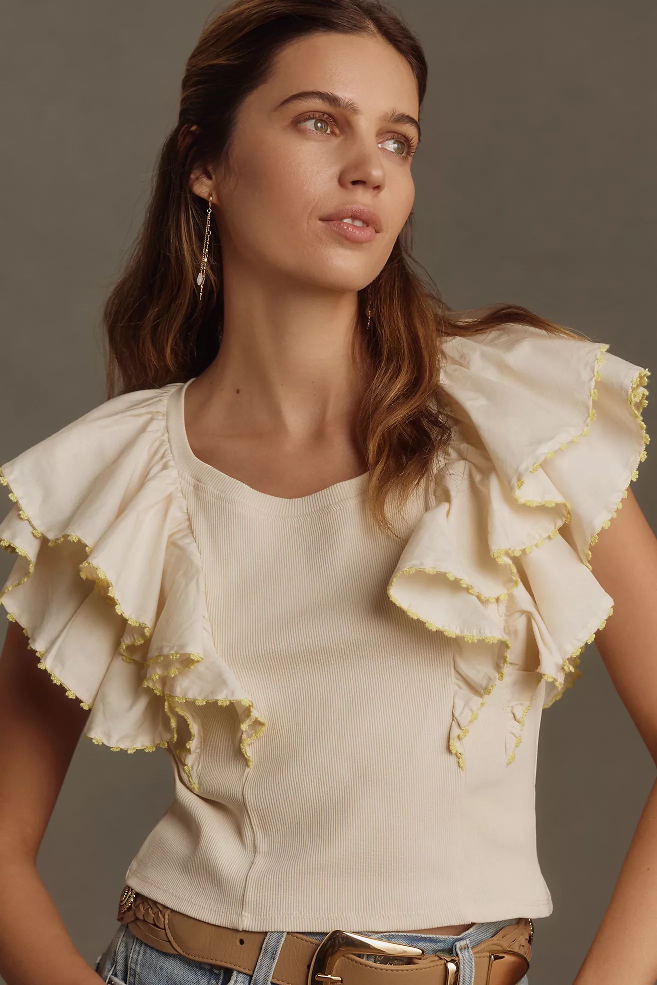 By Anthropologie Oversized Ruffles Top | Anthropologie (US)