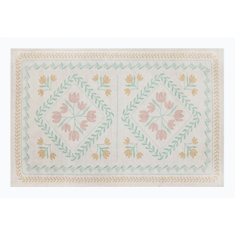 Better Homes & Gardens Blush Soliel Floral 30" x 46" Accent Rug | Walmart (US)