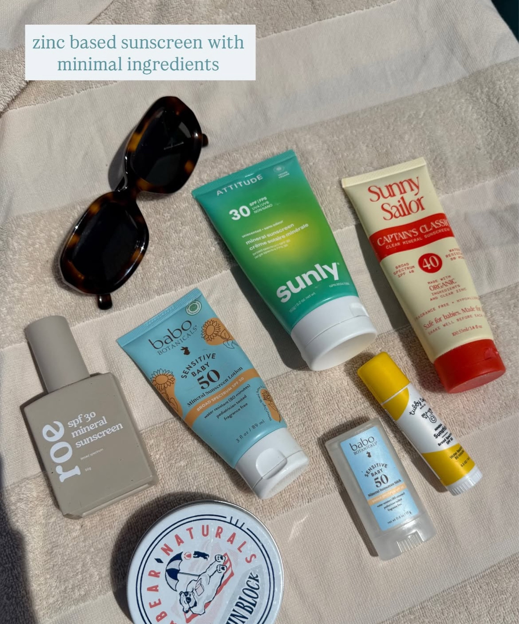 Our Lo-Tox sunscreen lineup! These are gentle and I can feel good about using them! 
