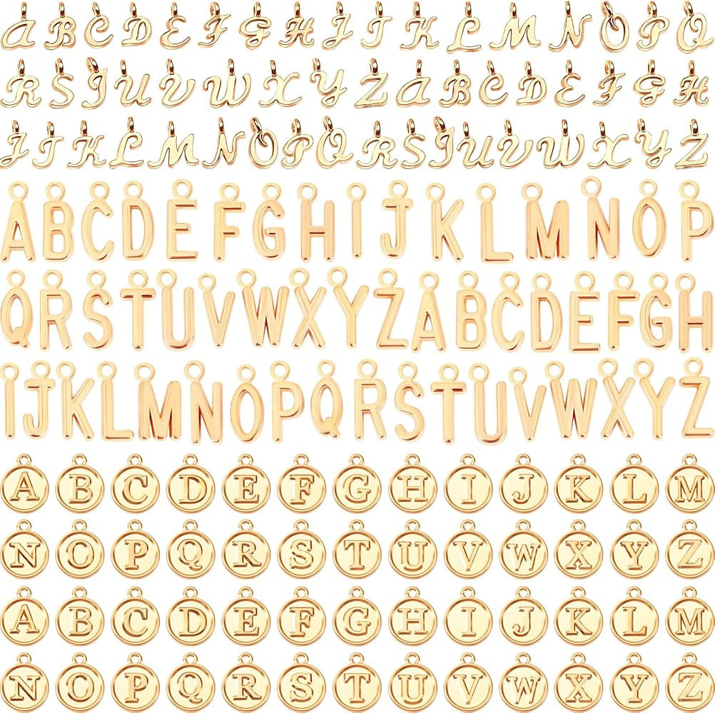 SANNIX Letter Charms, 156Pcs/6 Sets Alphabet ABC Letter Charms 3 Styles Capital A-Z Charms DIY Bracelet Necklace Pendants with 200Pcs Open Jump Rings for Jewelry Making | Amazon (US)