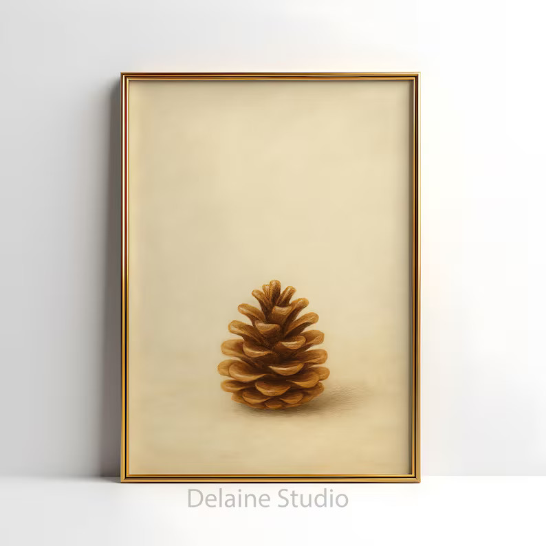 Minimalist Pinecone Print | Vintage Farmhouse Wall Art (digital Download) - Etsy | Etsy (US)