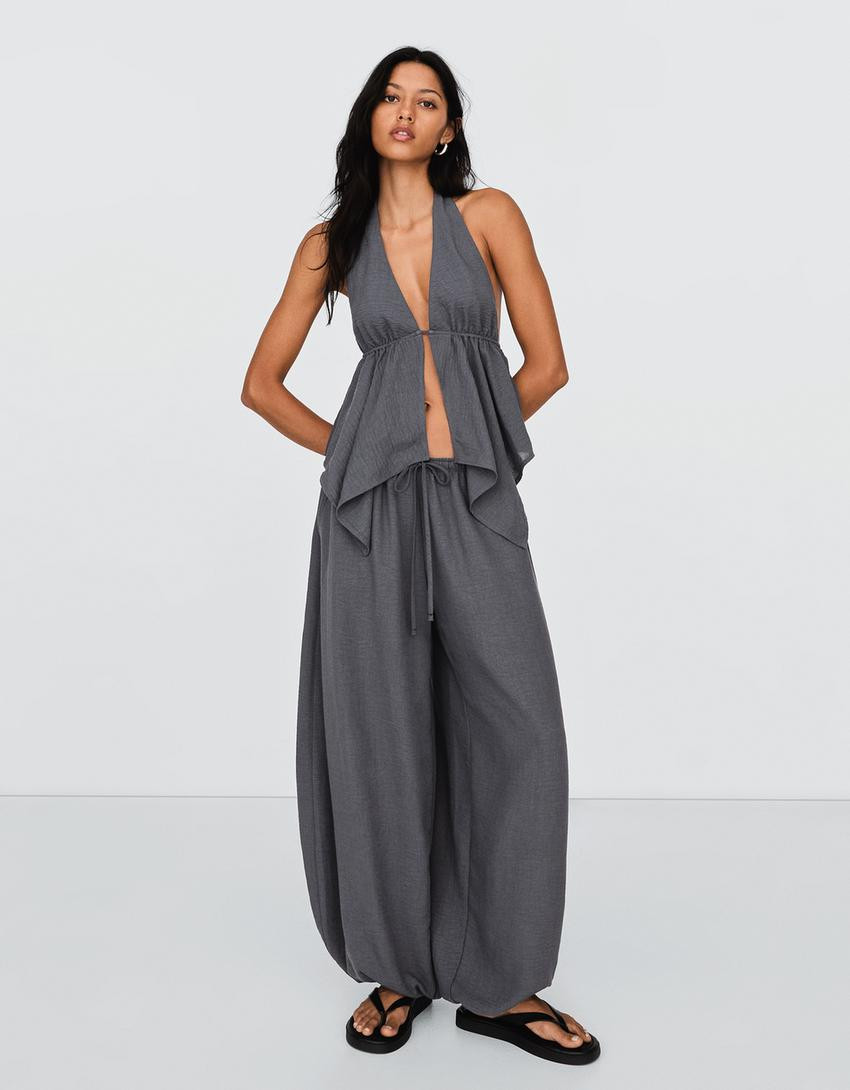 Rustic sarouel trousers - Women | Bershka UK