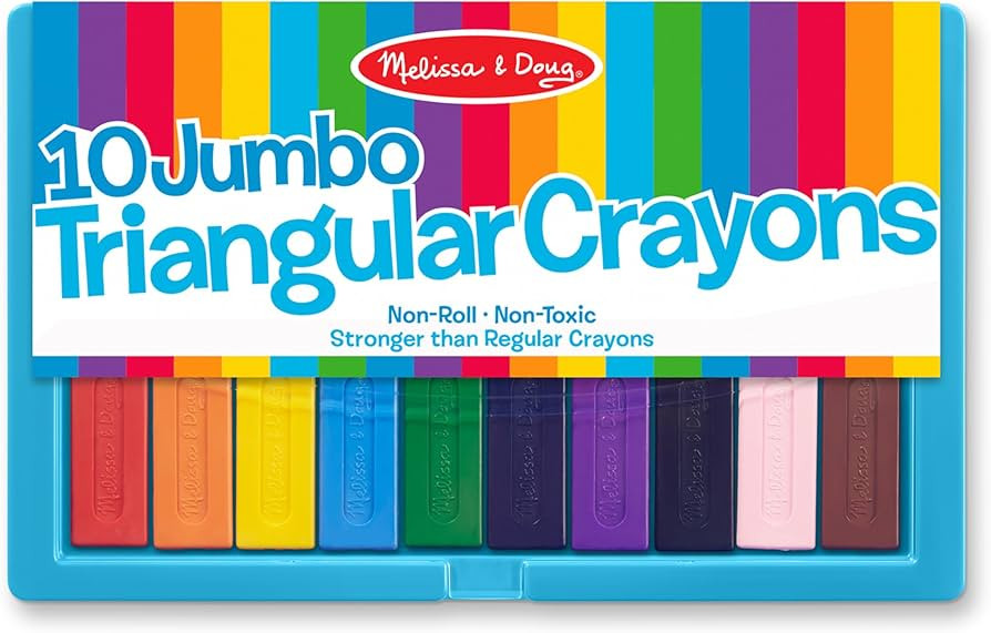 Melissa & Doug Jumbo Triangular Crayons - 10-Pack, Non-Roll, Flip-Top Case | Amazon (US)