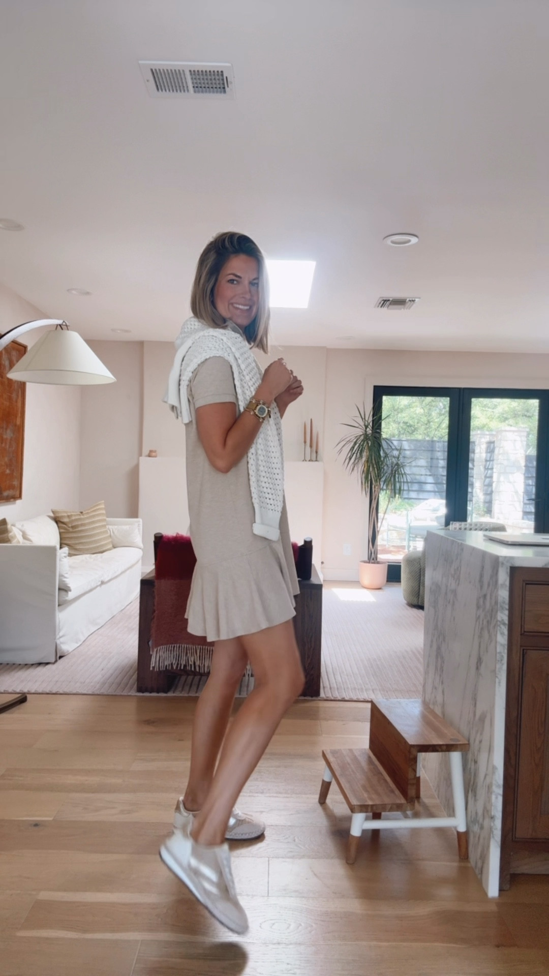 Size small dress and sweater. Sneakers true to size.  

#LTKootd #LTKTall #LTKmomlife