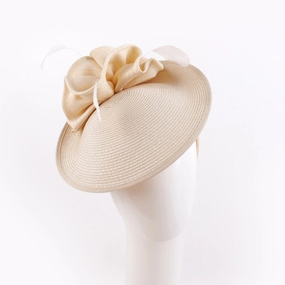 Elegant Champagne Straw Fascinator Hat | eBay US