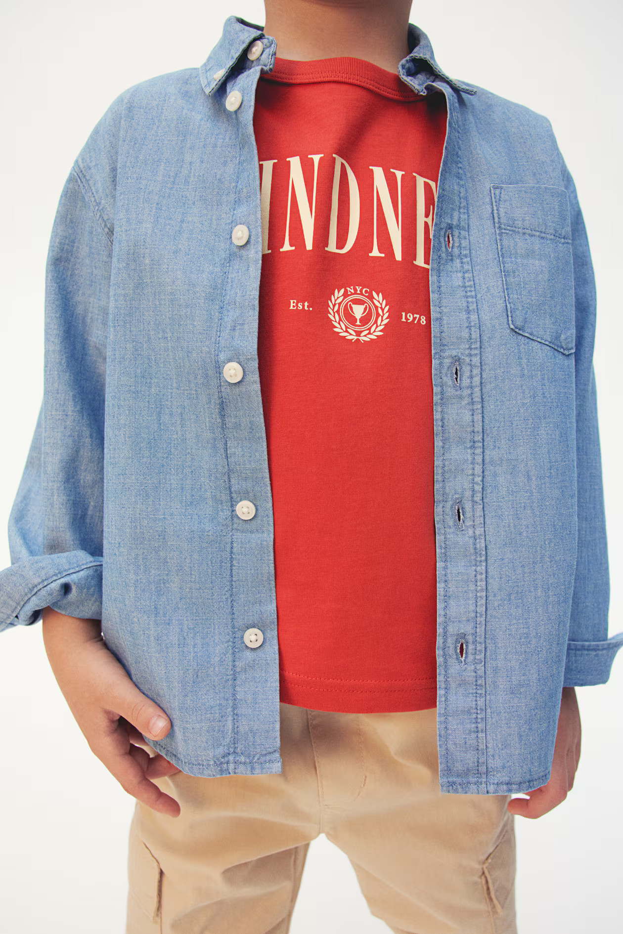Denim Shirt - Long sleeve - Regular length - Light denim blue - Kids | H&M US | H&M (US + CA)
