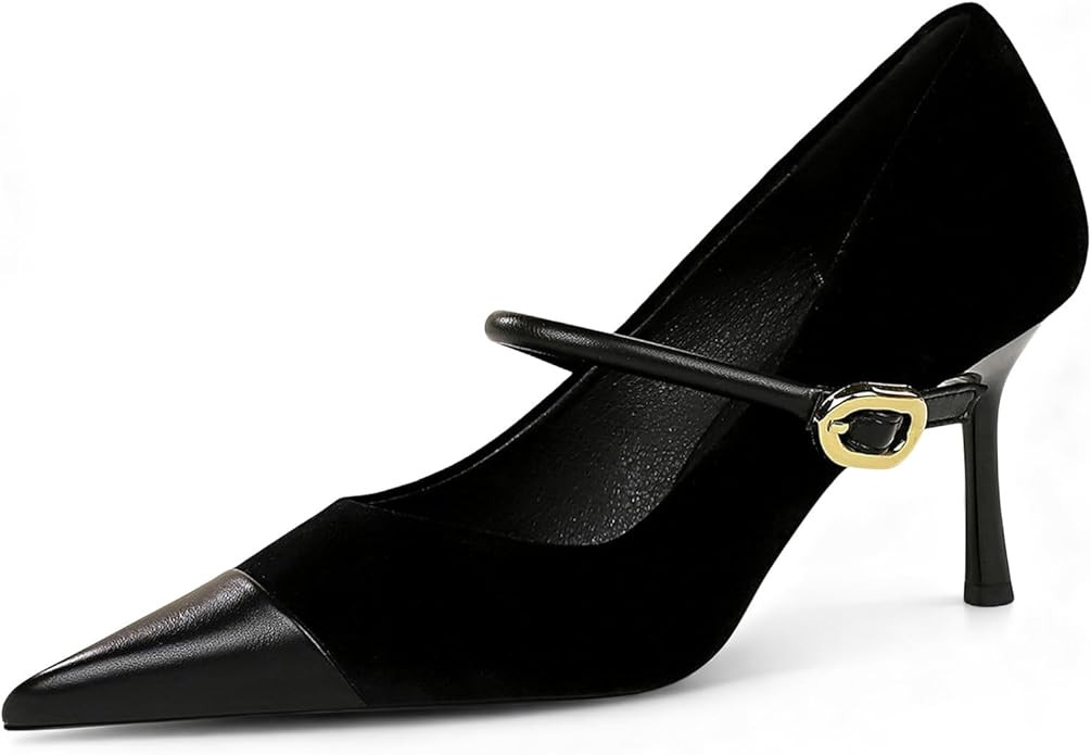 baobeijiadao Womens Pointed Toe Heeled Pumps Slip On Stiletto Heels Single-Strap Wedding Evening ... | Amazon (US)