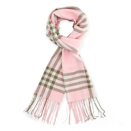 vimate Pink Plaid Scarf, Ladies Long Plaid Blanket Tartan Checkered Scarf for Winter (US-Pink Plaid) | Amazon (US)