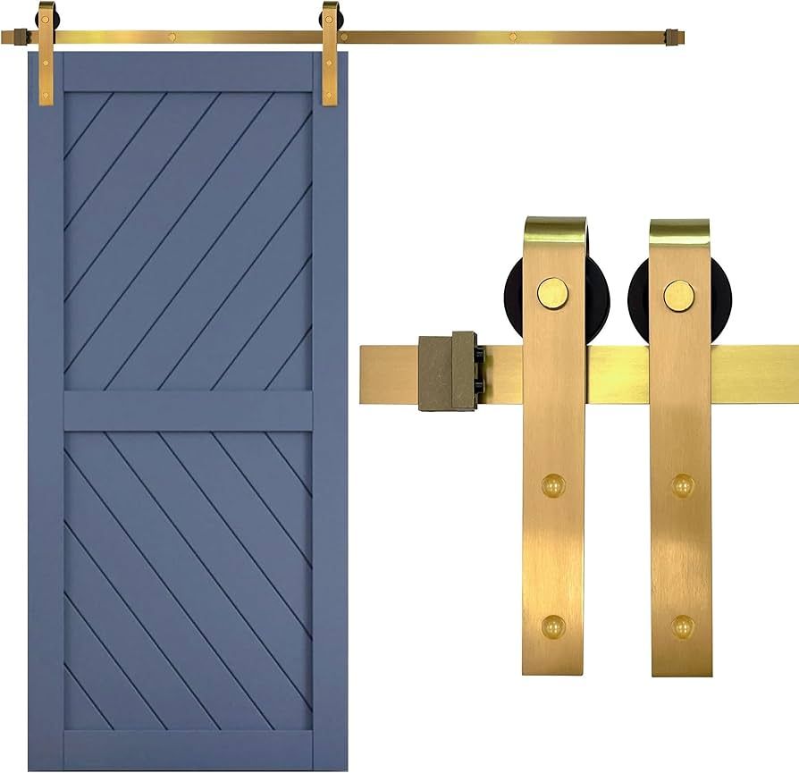 Rio Salto Gold Barn Door Hardware Kit 6'7" Sliding Door Hardware Modern Barn Door Hardware Kit In... | Amazon (US)